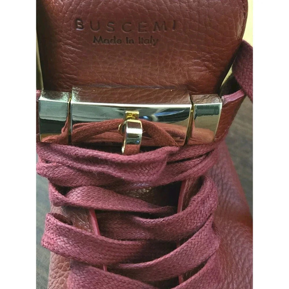 Buscemi Sneakers Mens 42 US 8.5 Red Leather 100MM Guts/Guts High Top Gold Lock - Picture 5 of 14